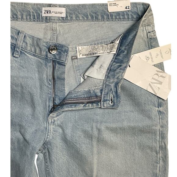Zara Split‎ Hem Slim High-Rise Full Length Light Wash Jeans Size 10 - Picture 7 of 8